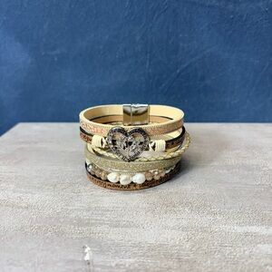 Elegant Multi-Layer Heart Charm Bracelet